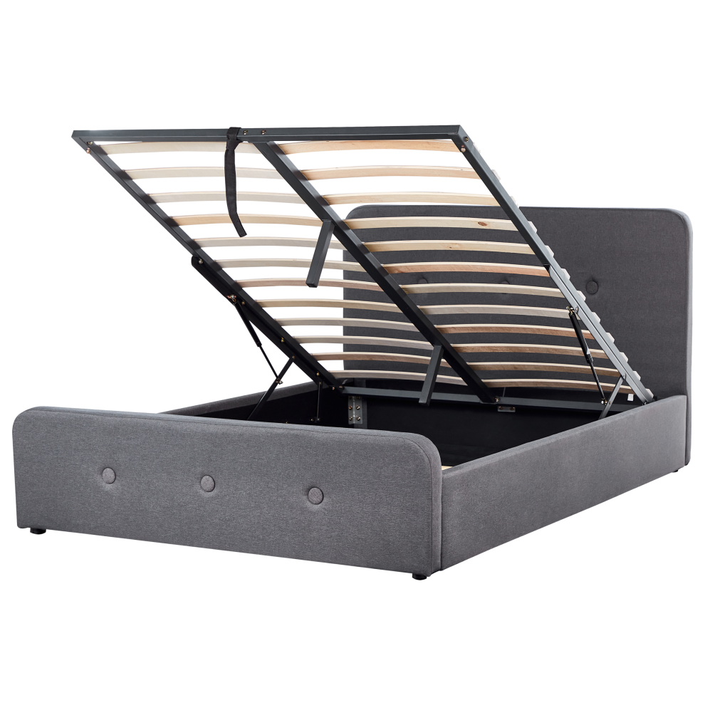 Ottoman Bed Fabric RENNES 140 x 200 cm (EU Double) Dark Grey