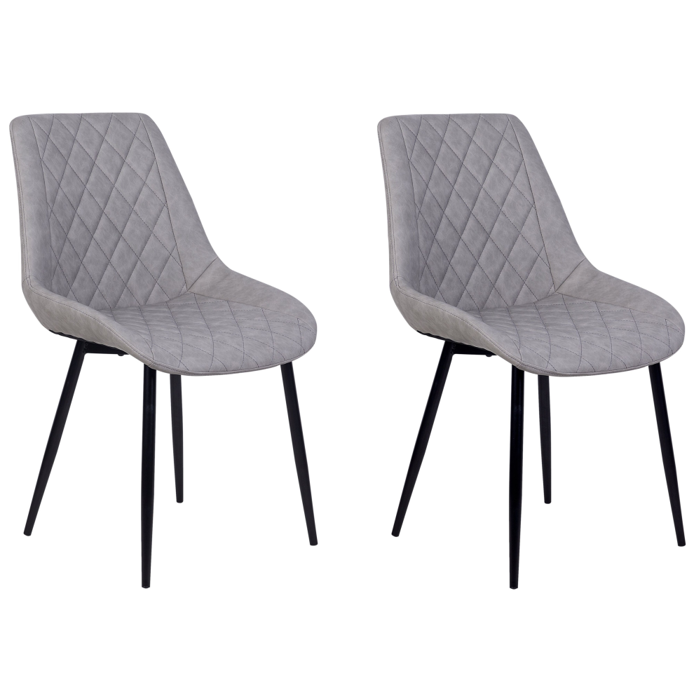 Set of 2 Dining Chairs MARIBEL Faux Leather Light Grey