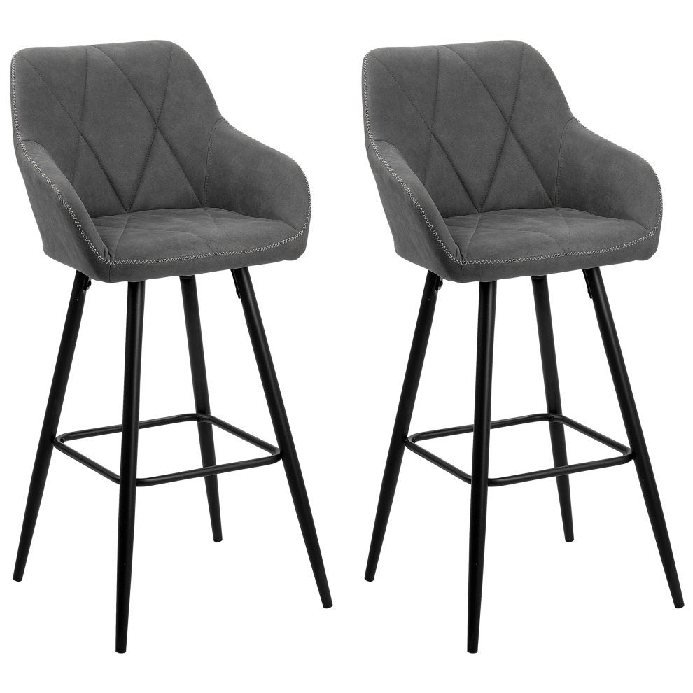 Set of 2 Bar Chairs DARIEN Grey