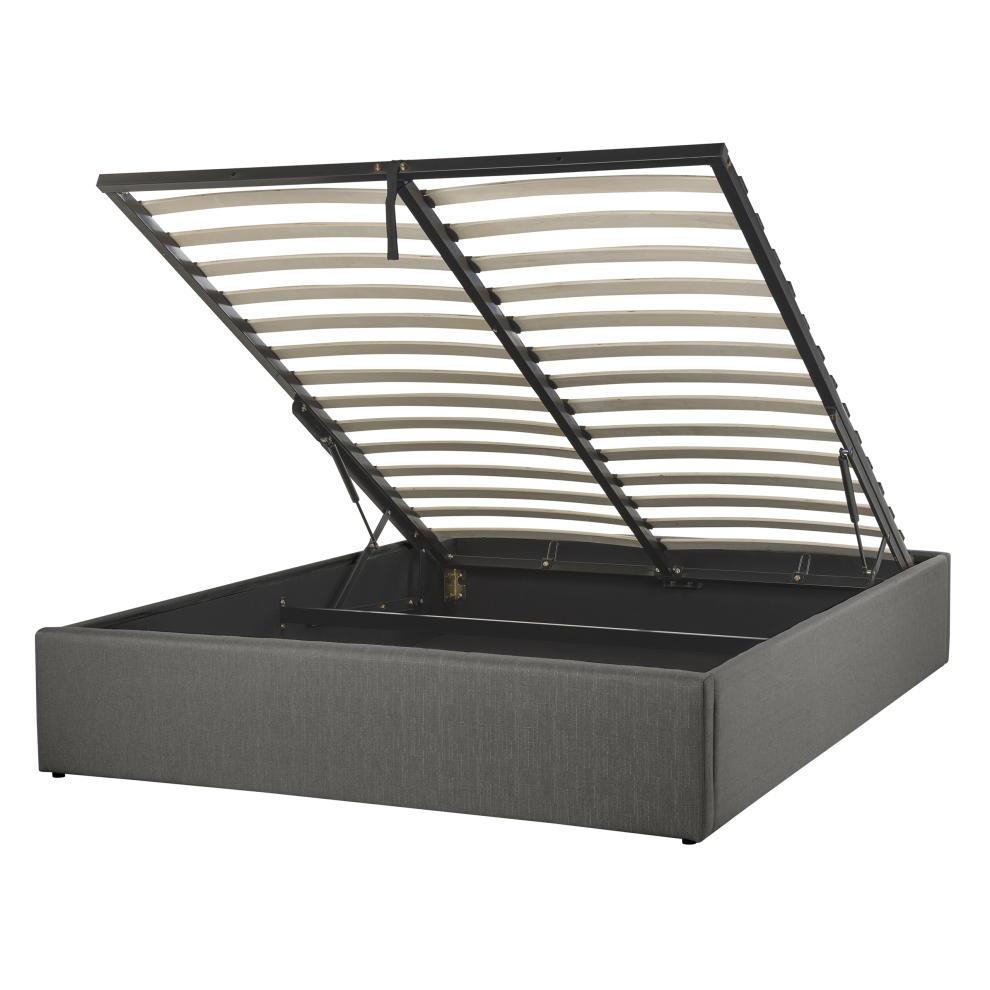 Ottoman Bed without Headboard Fabric DINAN 140 x 200 cm (EU Double) Dark Grey