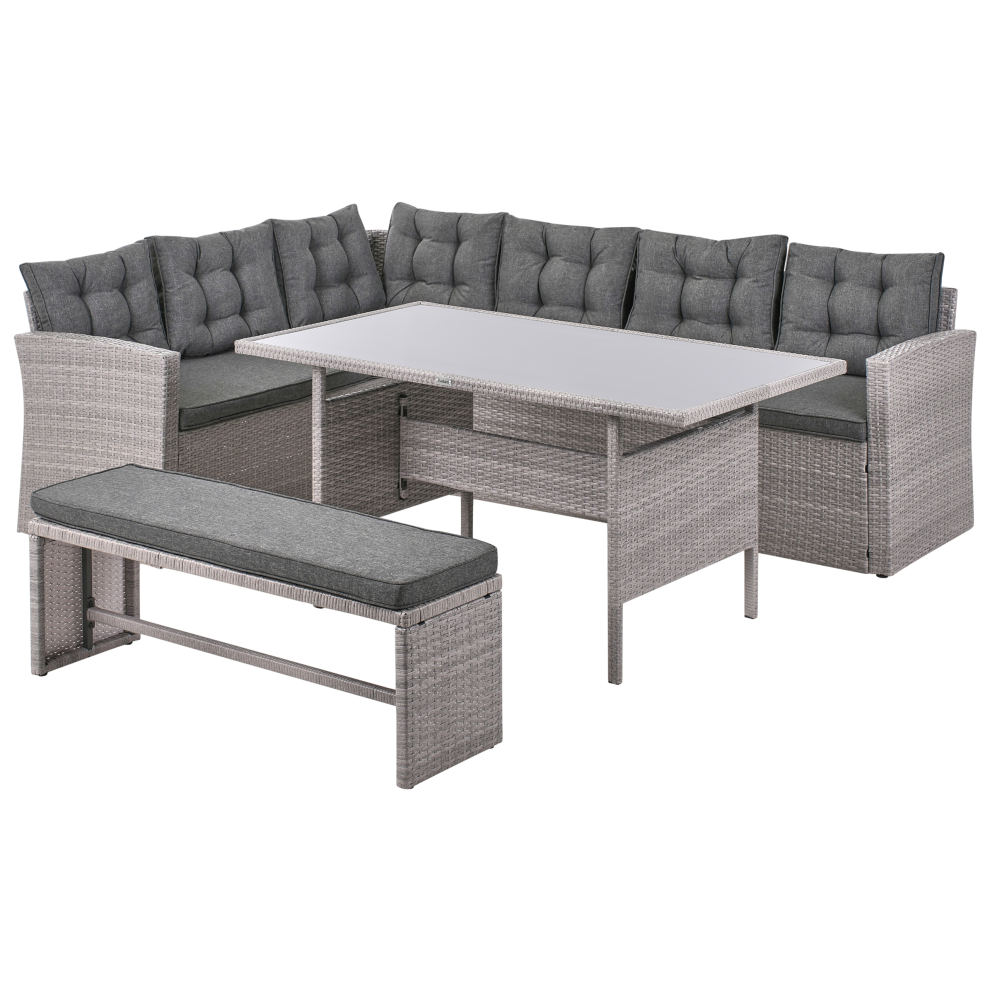 Garden Lounge Set with Table 8 Seater VITERBO with Cushions PE Rattan Grey