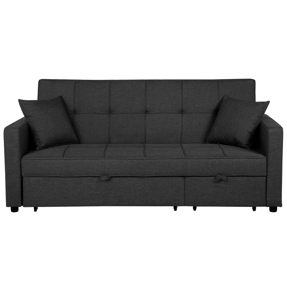 Sofa Bed 3 Seater GLOMMA Fabric Dark Grey