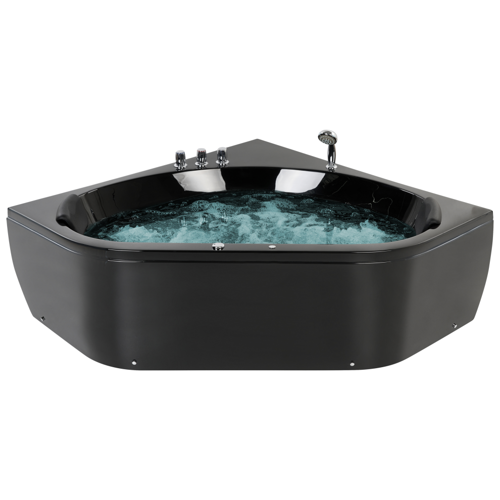 Beliani Black Corner Hot Tub With Led Meves 1400 X 1400 Mm