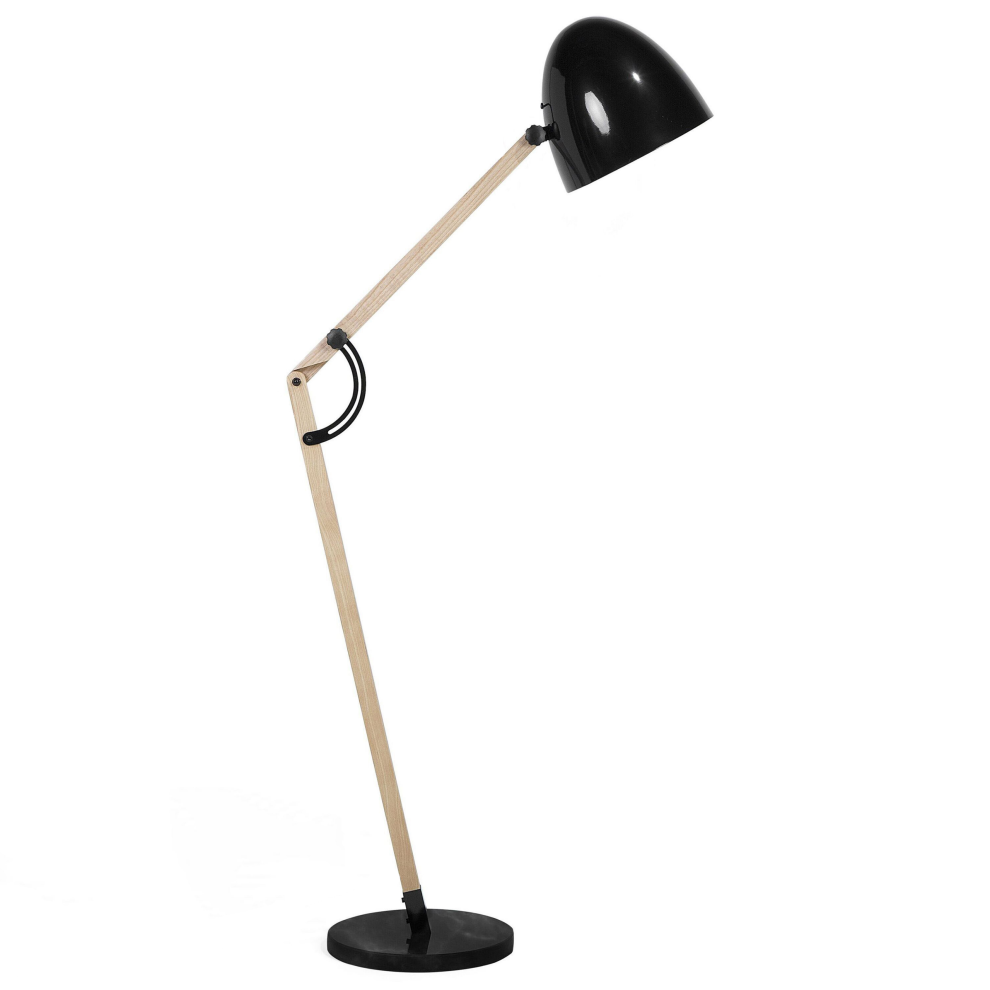 Floor Lamp HETTON Adjustable Oak Wood Black