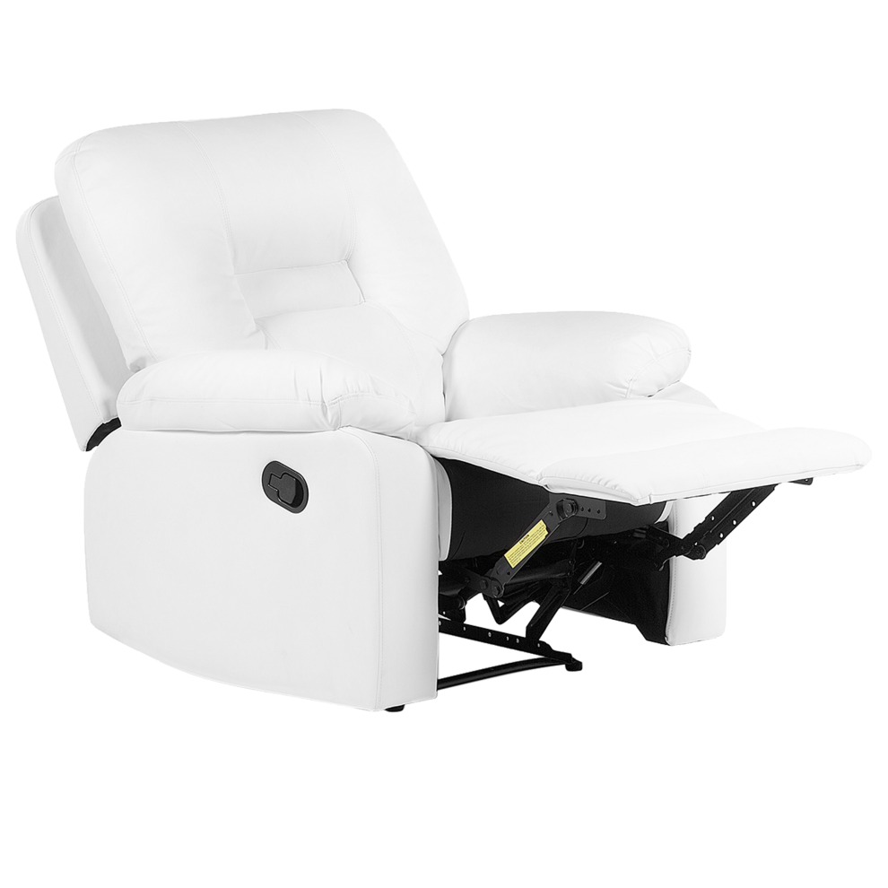 Recliner Chair BERGEN with Footrest Faux Leather White