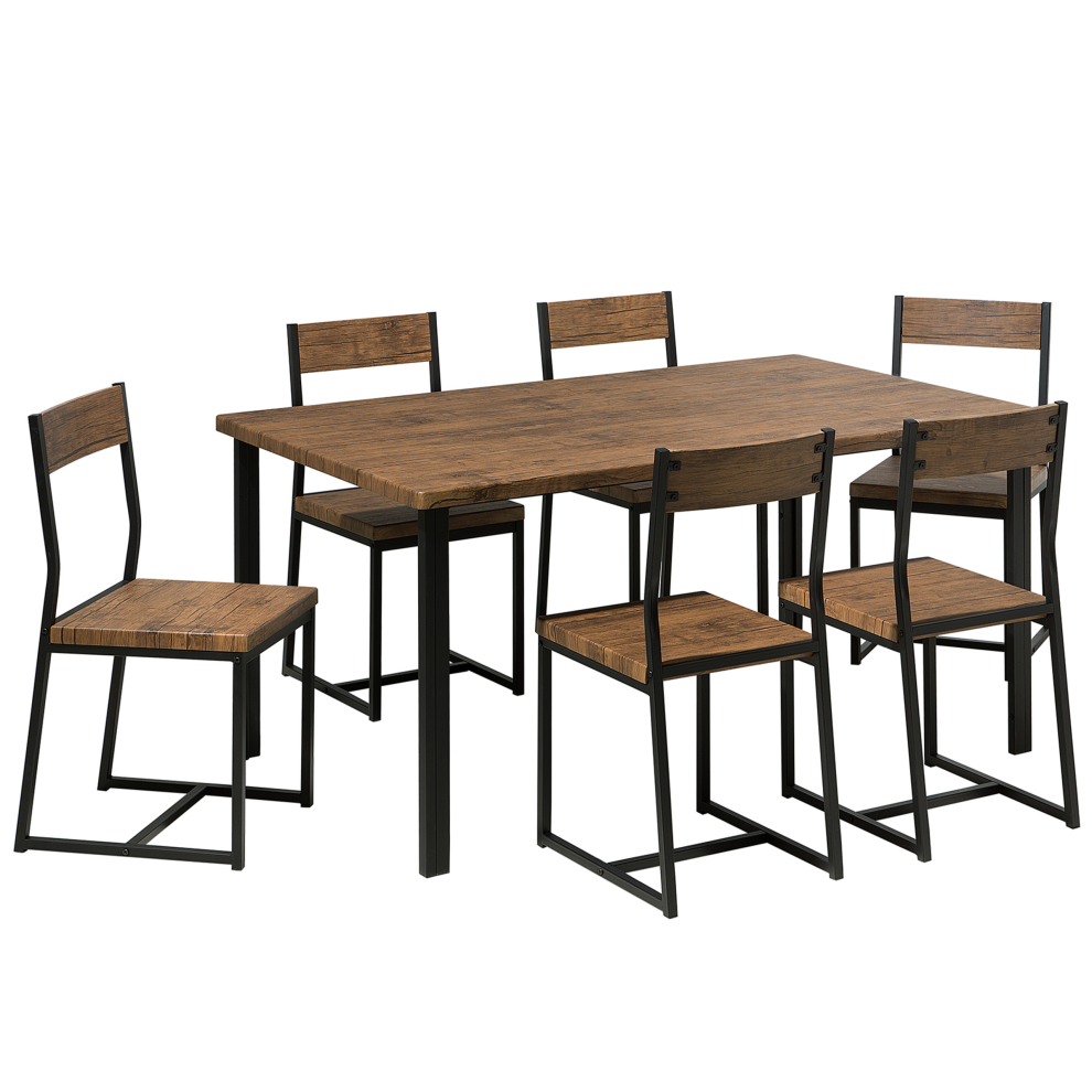 Dining Set LAREDO Dark Brown 6 Seater