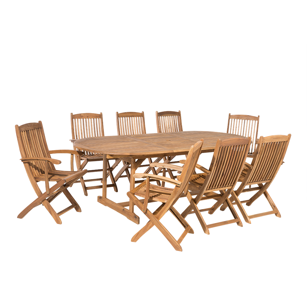 Garden Dining Set 8 Seater MAUI Acacia Wood Light Brown