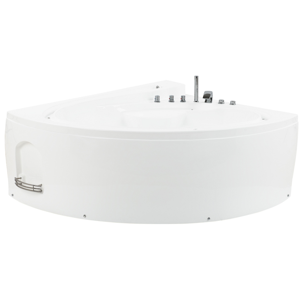 Beliani White Corner Hot Tub With Led Pelican 2060 X 1650 Mm