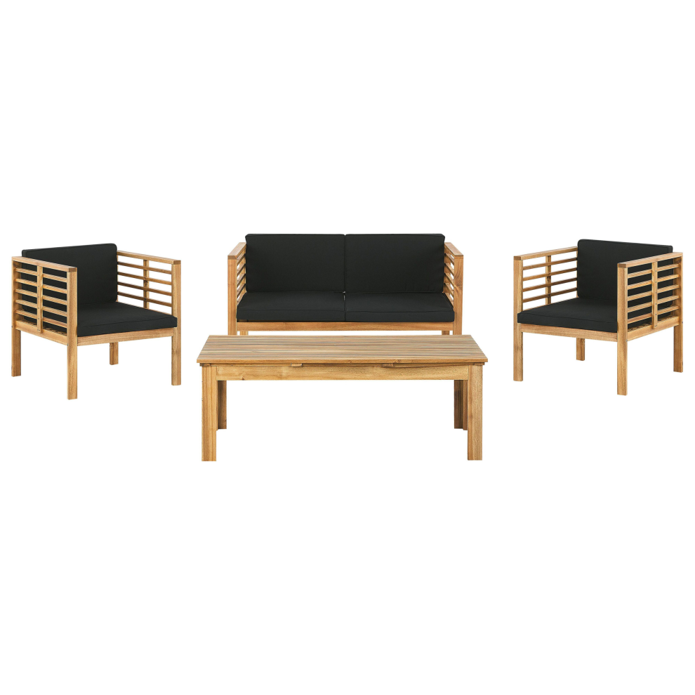 Garden Lounge Set with Table 4 Seater PACIFIC Acacia Wood Black
