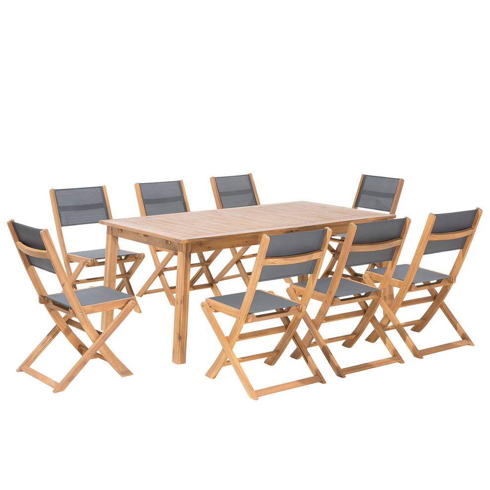 Garden Dining Set 8 Seater CESANA Acacia Wood Light Brown