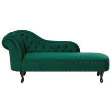 Left-Hand Chaise Longue NIMES Velvet Dark Green