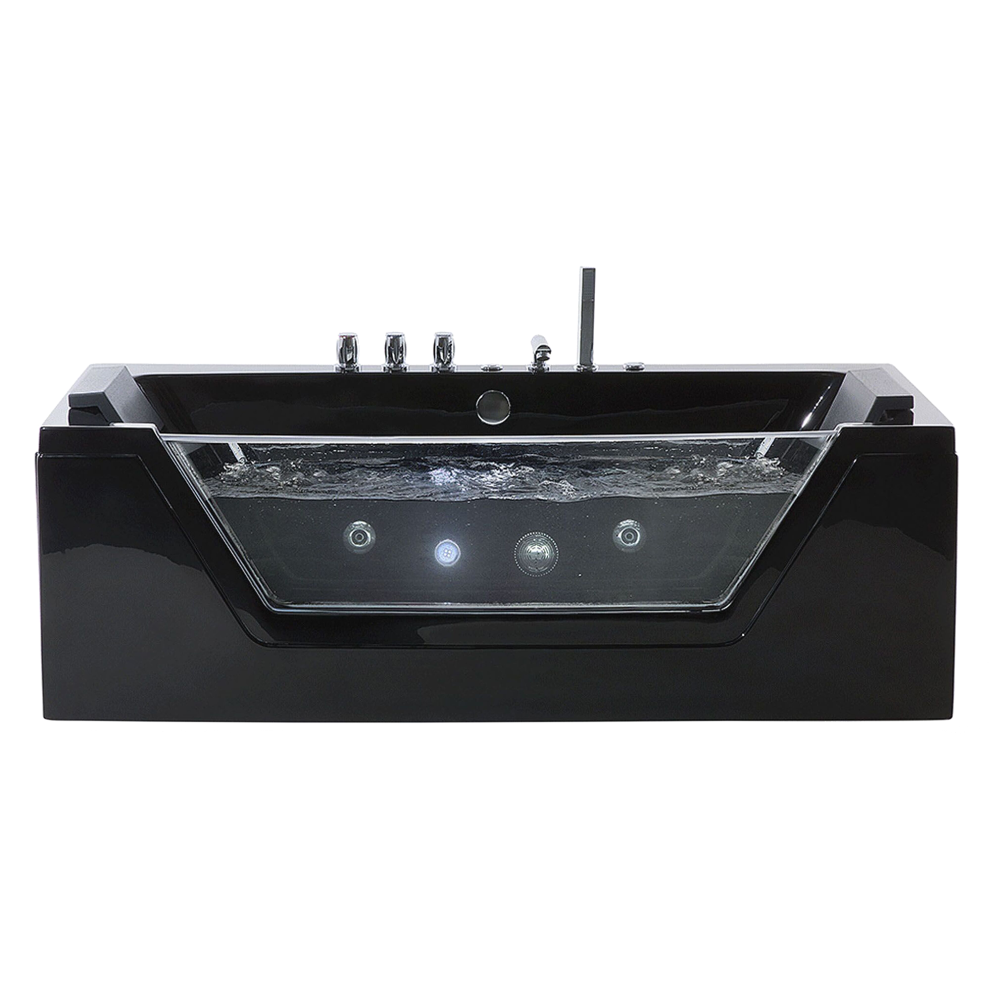 Beliani Black Corner Hot Tub With Led Samana 1530 X 710 Mm