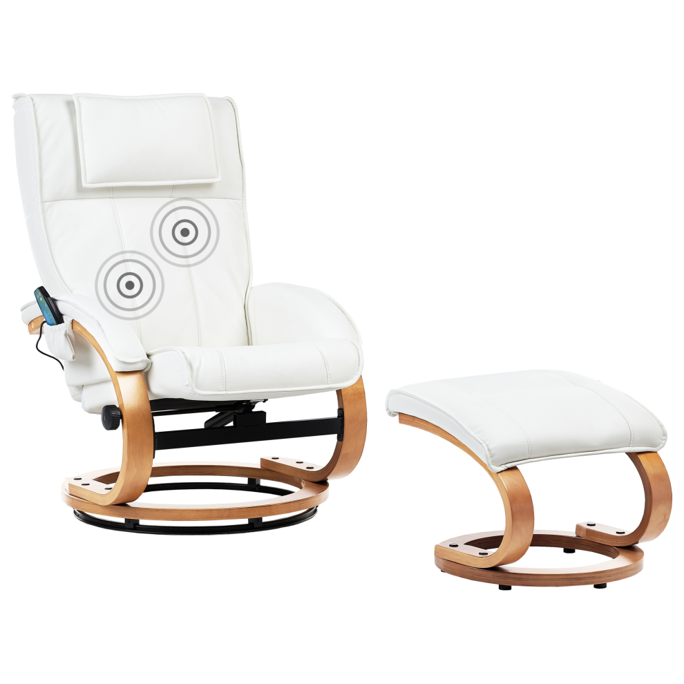 Massage Chair MAJESTIC with Footstool Faux Leather White