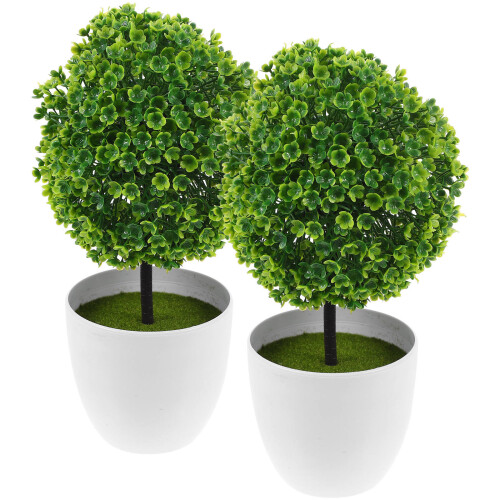 2 piante artificiali in plastica a forma di sfera, bonsai verde