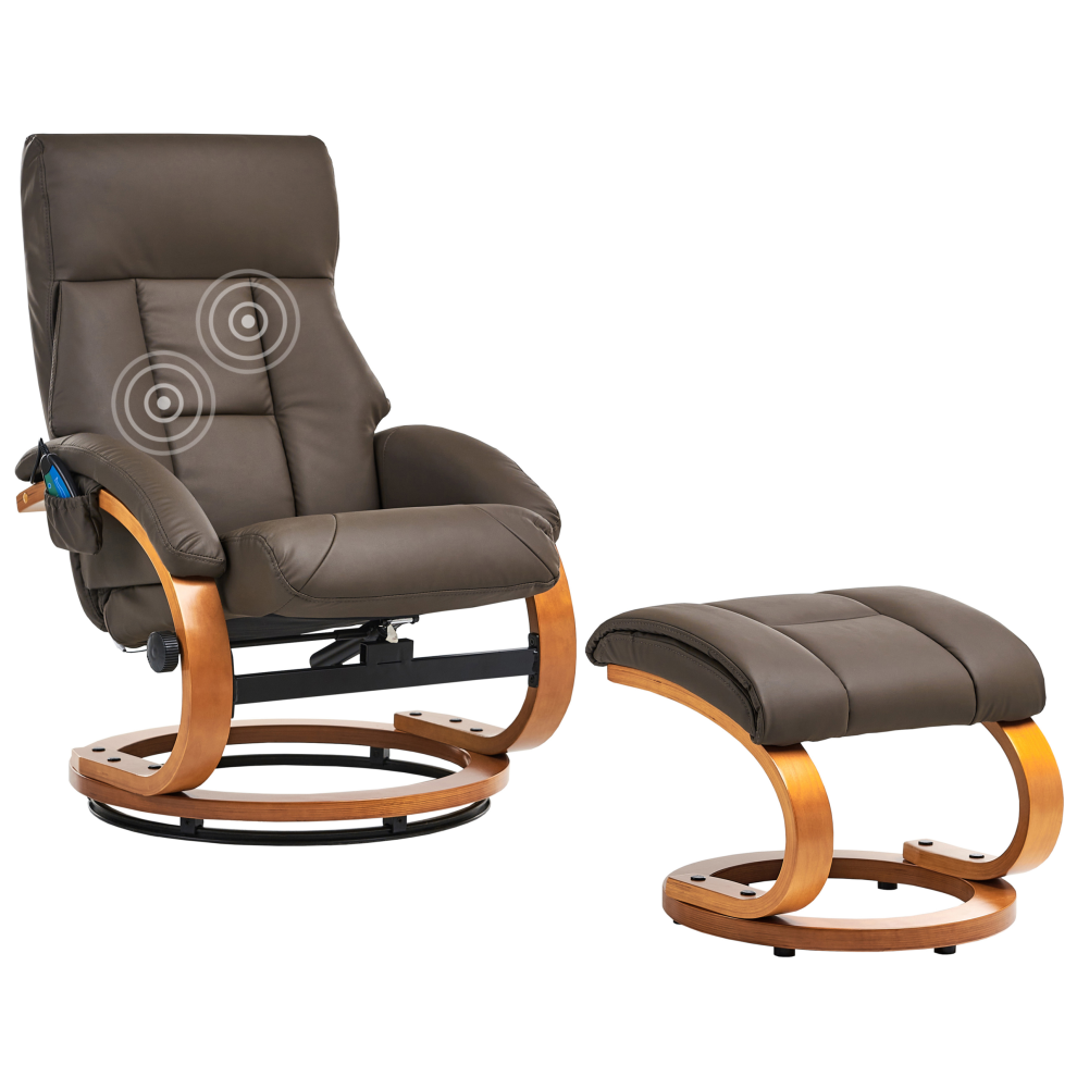 Massage Chair FORCE with Footstool Faux Leather Dark Brown