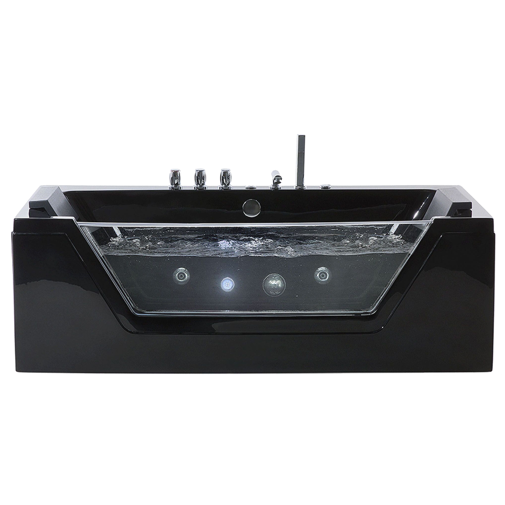 Beliani Black Corner Hot Tub With Led Samana 1620 X 760 Mm