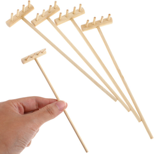 8 Pezzi Mini Rastrello Zen In Bamboo Per Tavolo Sabbia