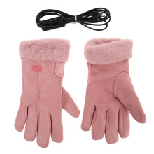 One Pair Rechargeable Heated Gloves For Women Pink Waterproof