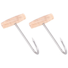 2 Pezzi Gancio In Acciaio Inox A T Per Carne E Pollame 20cm