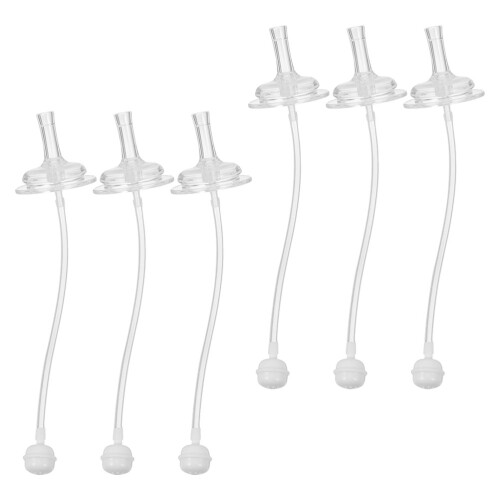 6 Pezzi Set Ricambio Biberon con Cannucce Silicone Antigoccia