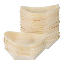 50Pz Barchette Sushi in Legno Khaki, Contenitori Snack Casa Resistenti
