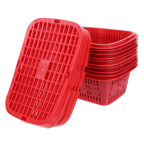 10Pz Cestini Ventilati in Plastica Rosso Per Frutta E Verdura Casa