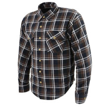 Milwaukee Leather Heren Geruite Flanellen Biker Shirt met CE Bescherming - Versterkt met Aramide Vezels - Medium