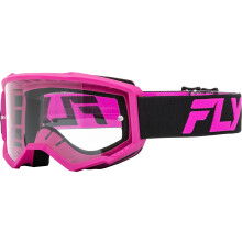 Fly Racing 2024 Jugend Focus Goggle Schwarz/Rosa Mit Klarglas; 37-51151Y