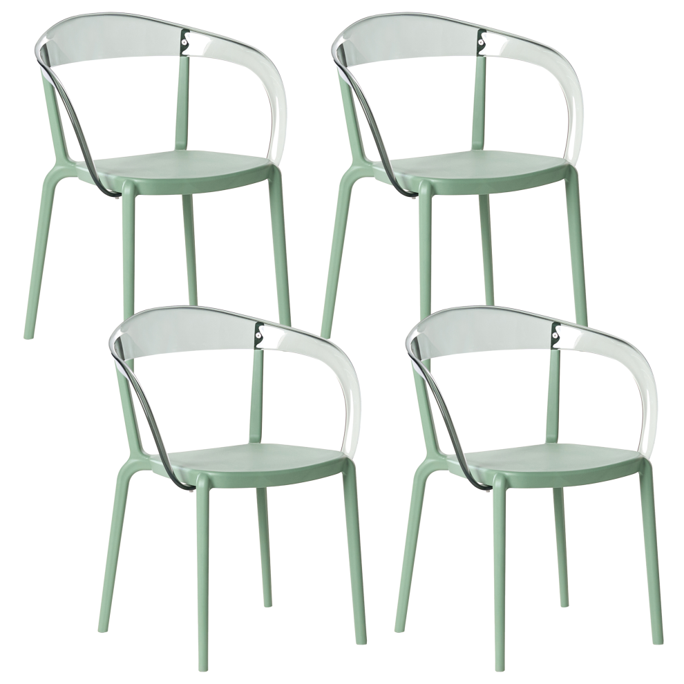 New Beliani Set Of 4 Garden Chairs Malevizi Stacking Green