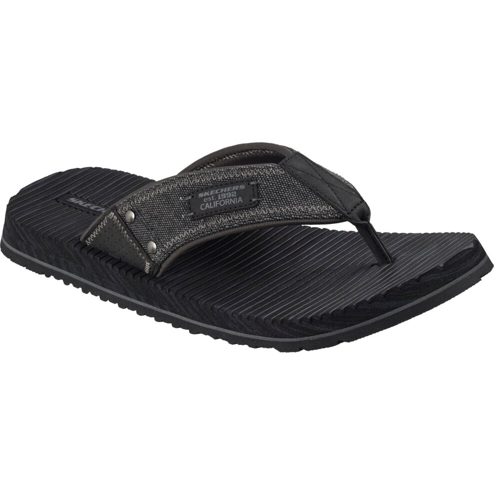 Skechers (, ) Quill Textile Men's Black Flip Flops