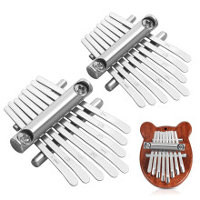 2Sets DIY Kalimba 8-Toetsen Handpiano Zilver Met Metalen Toetsen