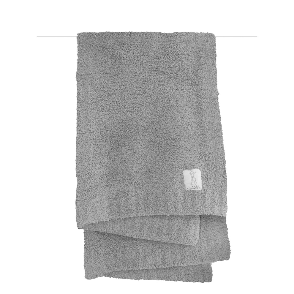 Little Giraffe Plush Chenille Knit Baby Blanket 29" X 35", Silver