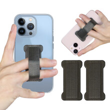 WUOJI Telefoon Grip Houder voor Hand, Universele Vinger Strap Telefoon Houder, Vinger Selfie Grip Geschikt voor Meeste Smartphones (Grijs) - 2Pack