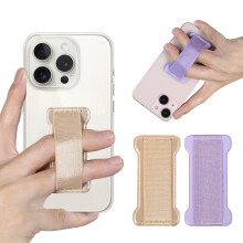 WUOJI Telefoon Grip Houder, Universele Vinger Band Telefoonhouder, Vinger Selfie Grip voor Meeste Smartphones (Goud Paars) - 2Pack