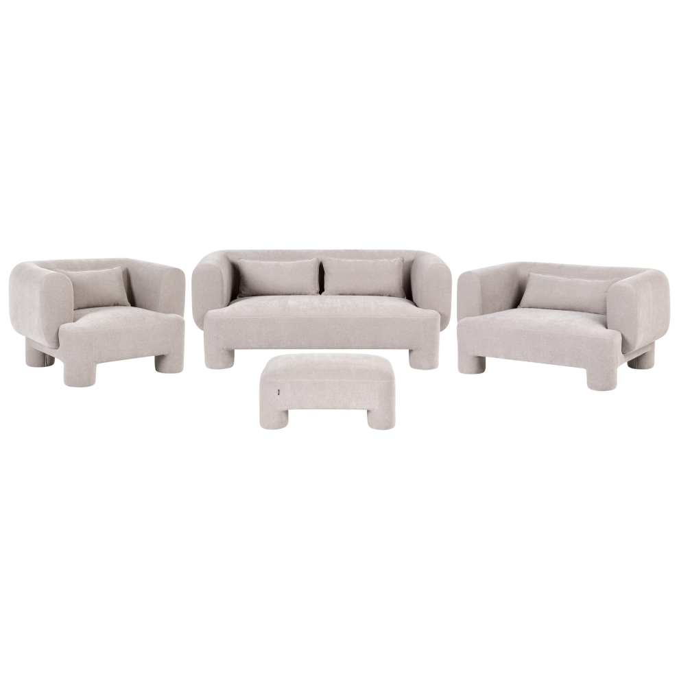 New Beliani Living Room Set 6 Seater Hogbo Fabric With Ottoman Beige