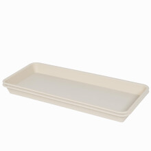 VUWEZ 2 Pak Plastik Plant Tray Saucers, Rektangulær, Indendørs Udendørs, Vanddråbe Tray til Blomsterpotte (6 X 11 Tommer, Beige)