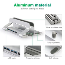 Vertical Laptop Stand,Adjustable,Aluminum Laptop Holder,Dock Stand, Support 11 17.3Inch Laptops Tablets with 3.0 Hub