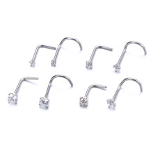 8St Roestvrijstalen Strass Versierde Neusringen Bone Screw