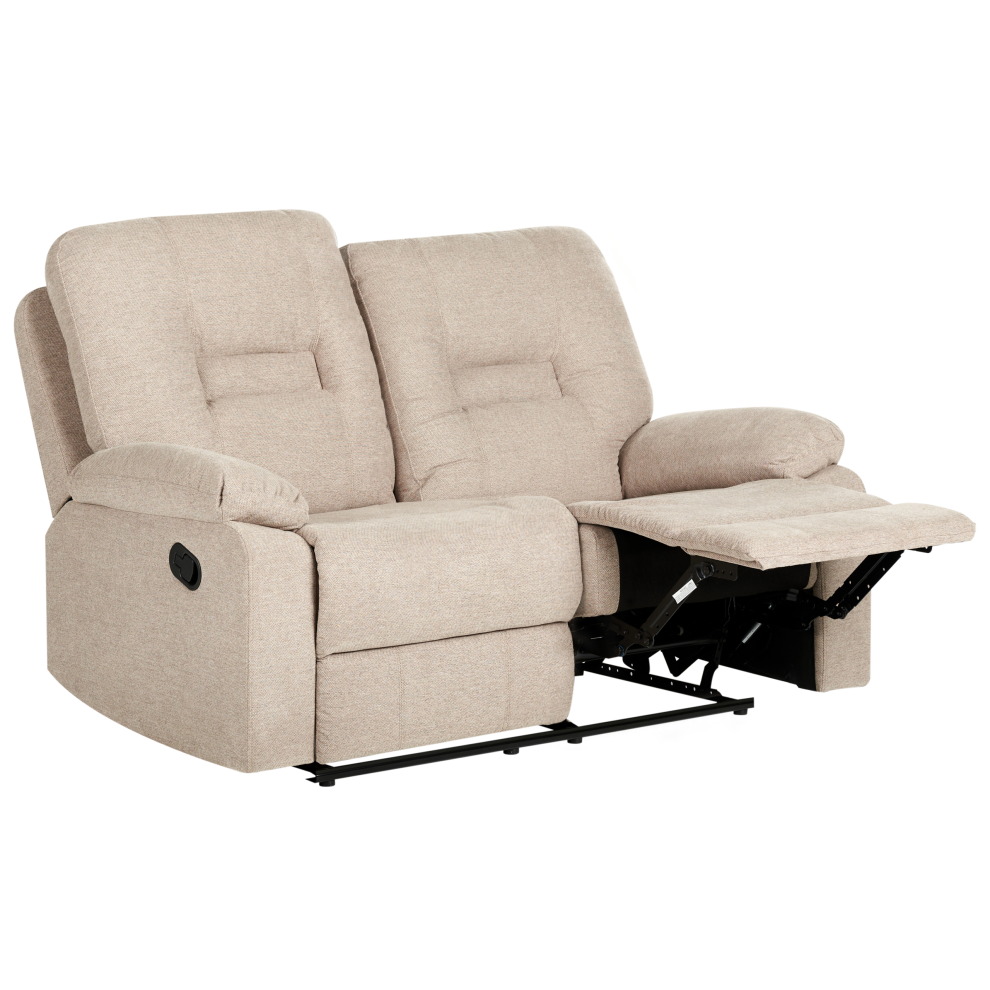 Beliani Manual Recliner Sofa 2 Seater Bergen Fabric Beige