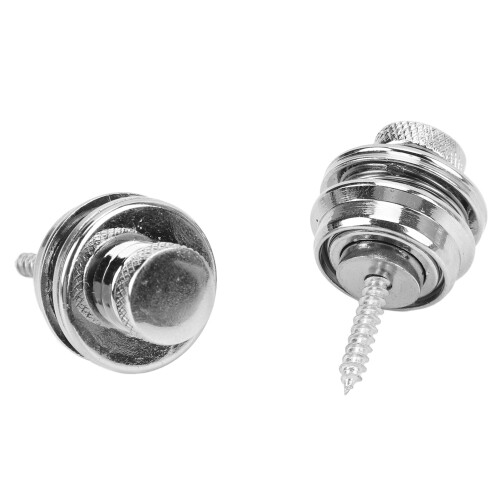 2Pcs Metal Guitar Strap Lock Buttons Heavy Duty Non Slip Flat Silver 2