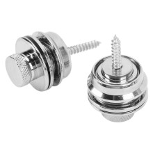 2Pcs Metal Guitar Strap Lock Buttons Heavy Duty Non Slip Flat Silver