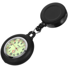 relógio de bolso com crachá e clipe, preto luminescente para estudantes