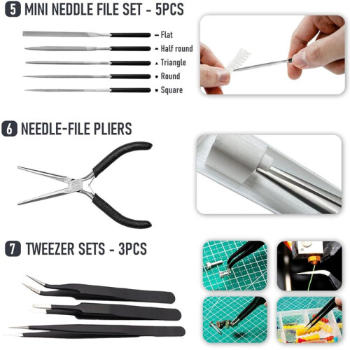 3D Printer Tools Kit Essential,3D Printing Tools Kit,3D-Skrivartillbehör,Gradningsverktyg,Trådskärare,Borr,Skrapa 1