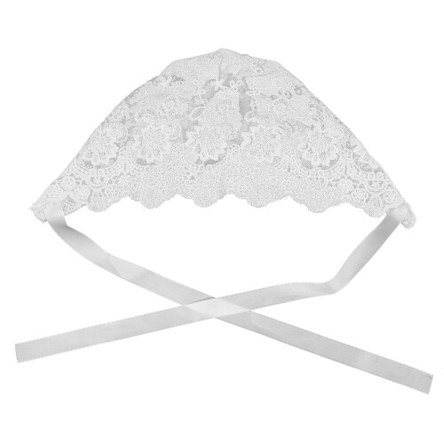 chapéu bebê algodão com renda e estampa floral, branco 1