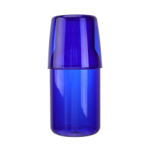 conjunto copo vidro e garrafa térmica bebidas azul 1 copo 1 garrafa