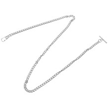 Corrente De Relógio De Bolso Em Metal Com Fecho T-Bar, 65Cm, Prata