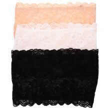 3Pcs Topo De Tubo Sem Alças Com Renda Floral Elástica Transparente