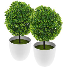 2 unidades de planta artificial em bola, bonsai plástico verde decorativo