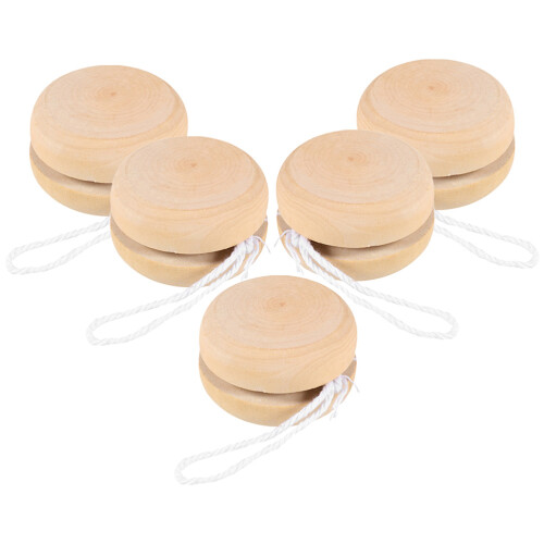 5Pcs Trä Yo-Yo Bollar För DIY Målning och Hantverk