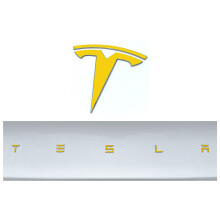 Custom Cut Graphics Vinyl Logo Wrap for Tesla Model 3 (2024 to Current), Standard Wrap, 2 pc-Set (Gloss Yellow)